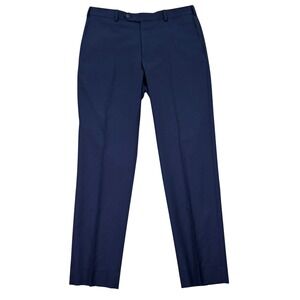 J Hilburn Navy Blue Wool Dress Pants Mens 34x32 Vitale Barberis Canonico Italy